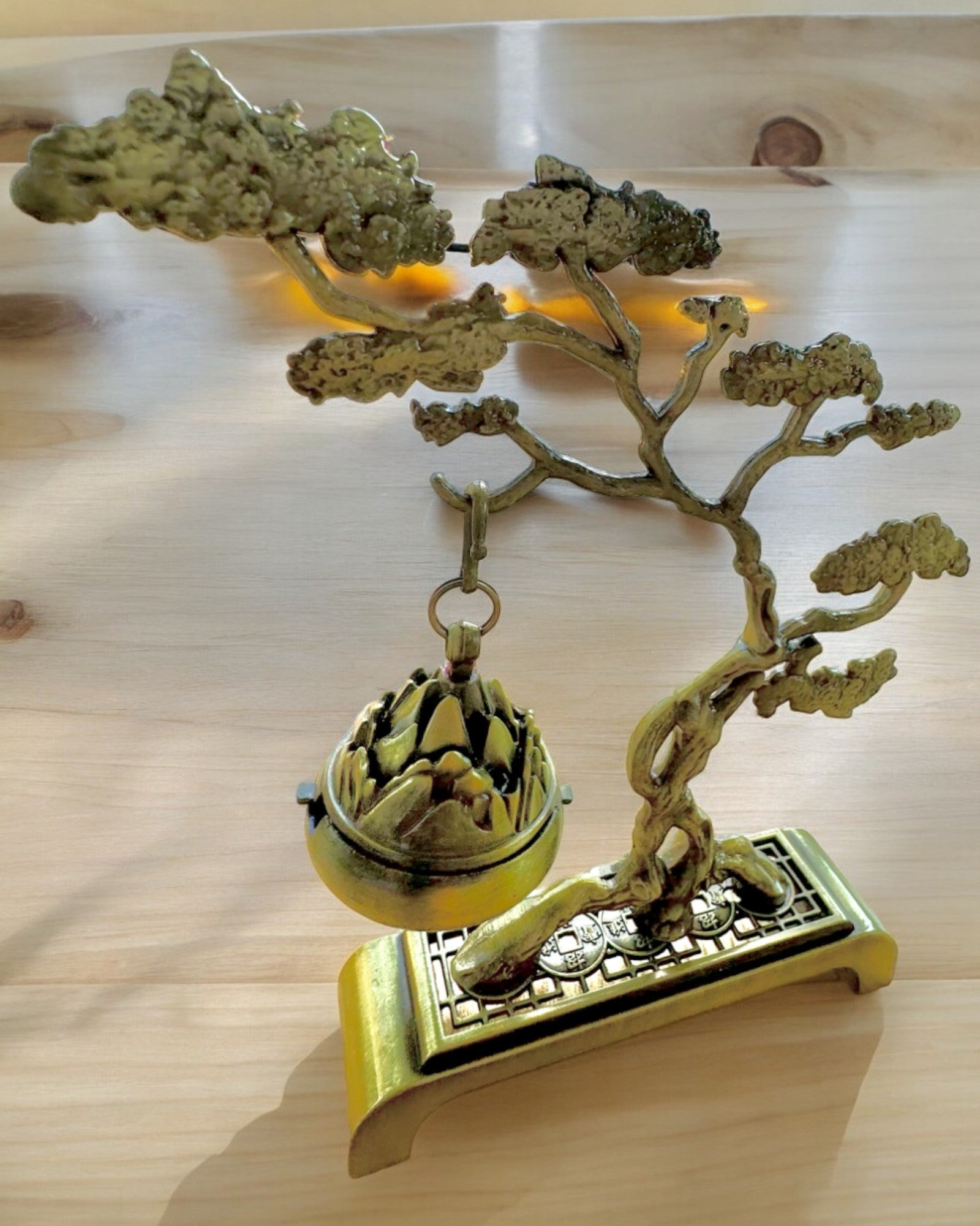 Elegant Metallisk Rökelsehållare Bonsai - möjlighet till personlig gravyr som present